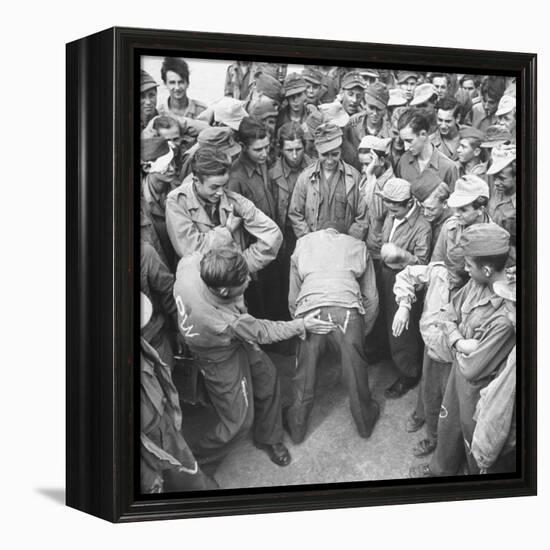 1945: Continental Central Pow Enclosure 15, Attichy, France-Ralph Morse-Framed Premier Image Canvas