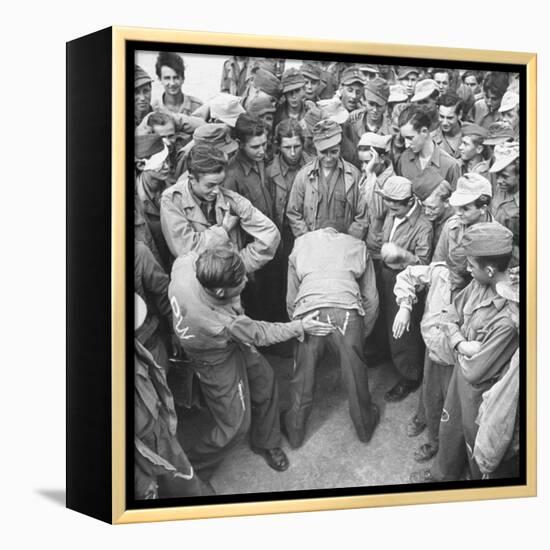 1945: Continental Central Pow Enclosure 15, Attichy, France-Ralph Morse-Framed Premier Image Canvas