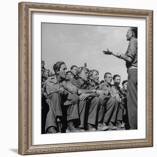 1945: Emil Kimmich Former German Army Captain and Singing Choir of Teen Prisoners, Attichy, France-Ralph Morse-Framed Photographic Print