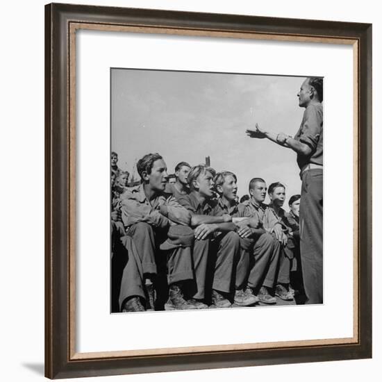 1945: Emil Kimmich Former German Army Captain and Singing Choir of Teen Prisoners, Attichy, France-Ralph Morse-Framed Photographic Print