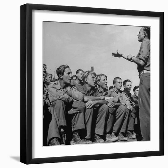 1945: Emil Kimmich Former German Army Captain and Singing Choir of Teen Prisoners, Attichy, France-Ralph Morse-Framed Photographic Print