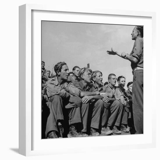 1945: Emil Kimmich Former German Army Captain and Singing Choir of Teen Prisoners, Attichy, France-Ralph Morse-Framed Photographic Print