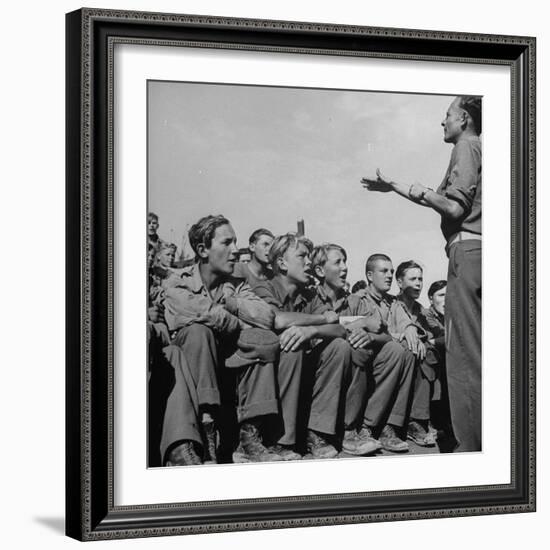 1945: Emil Kimmich Former German Army Captain and Singing Choir of Teen Prisoners, Attichy, France-Ralph Morse-Framed Photographic Print