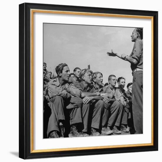 1945: Emil Kimmich Former German Army Captain and Singing Choir of Teen Prisoners, Attichy, France-Ralph Morse-Framed Photographic Print