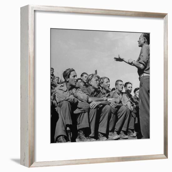 1945: Emil Kimmich Former German Army Captain and Singing Choir of Teen Prisoners, Attichy, France-Ralph Morse-Framed Photographic Print