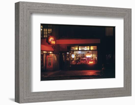 1945: Harry's Bar' Lit Up at Night, 52nd Street, Midtown Area, New York, Ny-Andreas Feininger-Framed Photographic Print