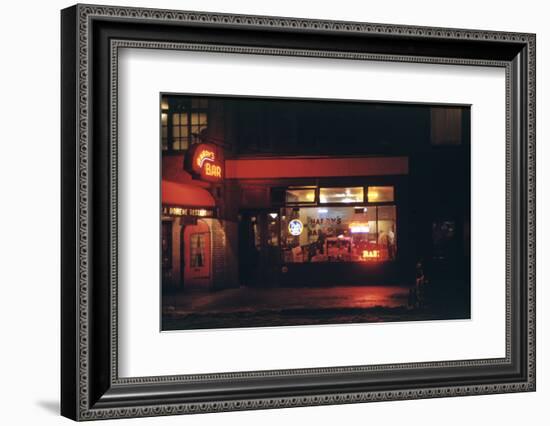 1945: Harry's Bar' Lit Up at Night, 52nd Street, Midtown Area, New York, Ny-Andreas Feininger-Framed Photographic Print