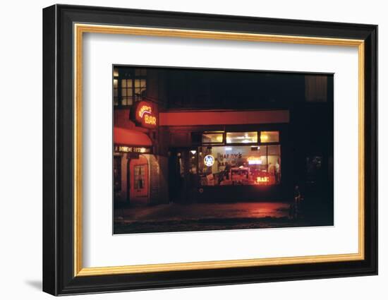 1945: Harry's Bar' Lit Up at Night, 52nd Street, Midtown Area, New York, Ny-Andreas Feininger-Framed Photographic Print