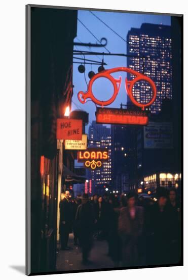 1945: Midtown Manhattan at Night with Neon Lights Advertising, New York, Ny-Andreas Feininger-Mounted Photographic Print