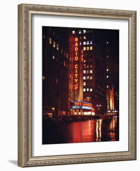 1945: Radio City Music Hall Lit Up at Night, New York, Ny-Andreas Feininger-Framed Photographic Print