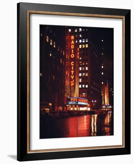 1945: Radio City Music Hall Lit Up at Night, New York, Ny-Andreas Feininger-Framed Photographic Print