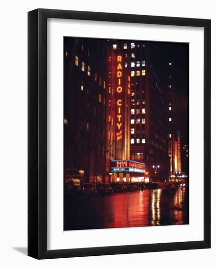 1945: Radio City Music Hall Lit Up at Night, New York, Ny-Andreas Feininger-Framed Photographic Print