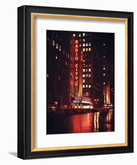 1945: Radio City Music Hall Lit Up at Night, New York, Ny-Andreas Feininger-Framed Photographic Print