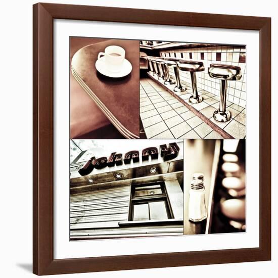 1945's diner colour collage II-Jean-François Dupuis-Framed Art Print