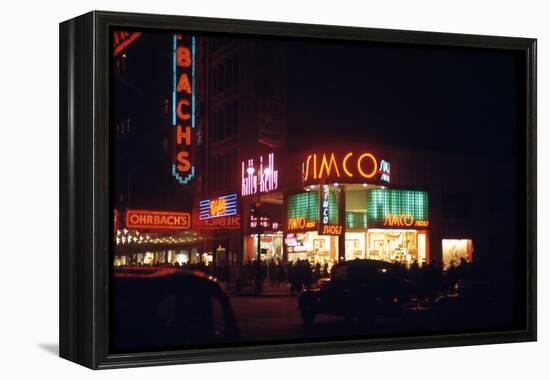 1945: Signs for the Orbach Department Store and Simko Shoe Store in the Union Square, New York, Ny-Andreas Feininger-Framed Premier Image Canvas