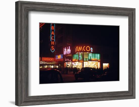 1945: Signs for the Orbach Department Store and Simko Shoe Store in the Union Square, New York, Ny-Andreas Feininger-Framed Photographic Print