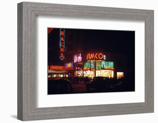 1945: Signs for the Orbach Department Store and Simko Shoe Store in the Union Square, New York, Ny-Andreas Feininger-Framed Photographic Print