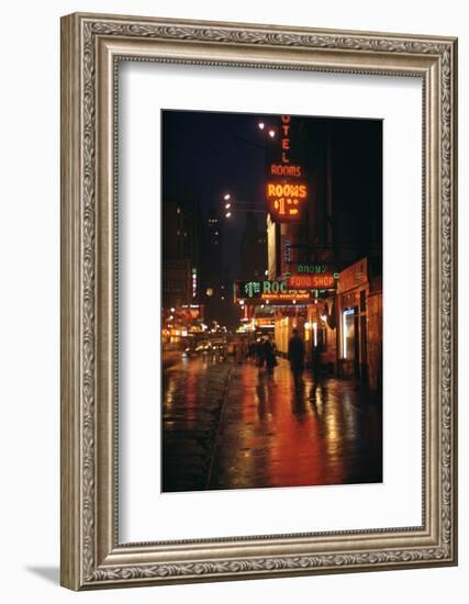 1945: Street Scene Outside of Hotels on East 43rd Street by Times Square, New York, Ny-Andreas Feininger-Framed Photographic Print