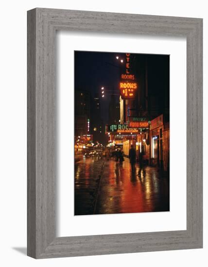 1945: Street Scene Outside of Hotels on East 43rd Street by Times Square, New York, Ny-Andreas Feininger-Framed Photographic Print