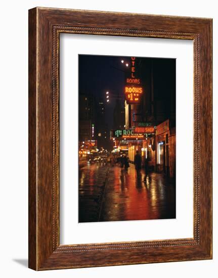 1945: Street Scene Outside of Hotels on East 43rd Street by Times Square, New York, Ny-Andreas Feininger-Framed Photographic Print