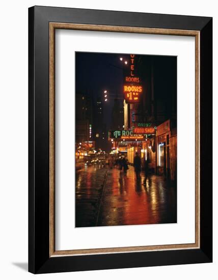 1945: Street Scene Outside of Hotels on East 43rd Street by Times Square, New York, Ny-Andreas Feininger-Framed Photographic Print