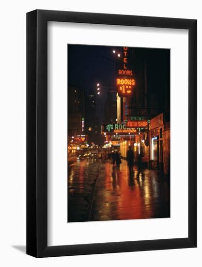 1945: Street Scene Outside of Hotels on East 43rd Street by Times Square, New York, Ny-Andreas Feininger-Framed Photographic Print