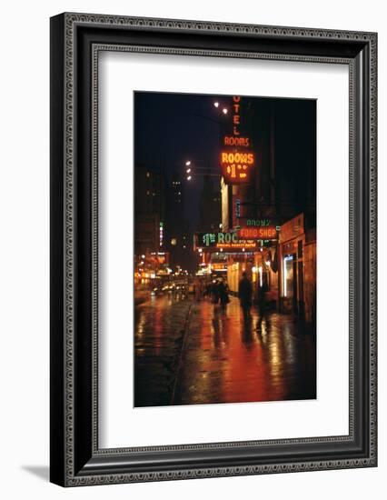 1945: Street Scene Outside of Hotels on East 43rd Street by Times Square, New York, Ny-Andreas Feininger-Framed Photographic Print