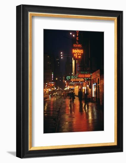 1945: Street Scene Outside of Hotels on East 43rd Street by Times Square, New York, Ny-Andreas Feininger-Framed Photographic Print