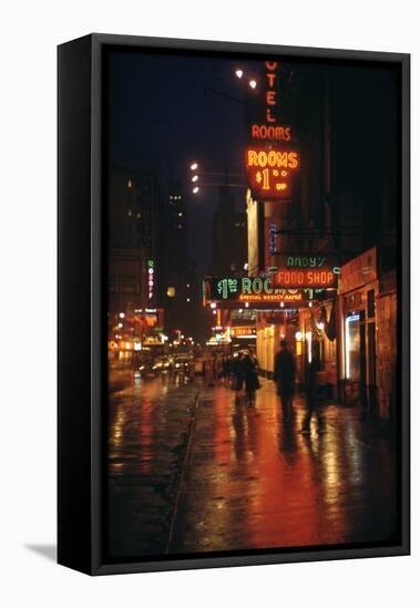 1945: Street Scene Outside of Hotels on East 43rd Street by Times Square, New York, Ny-Andreas Feininger-Framed Premier Image Canvas