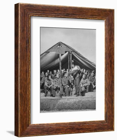 1945: Teenaged German Pow Sit under a Tent as They Listen to a History Lesson, Attichy, France-Ralph Morse-Framed Photographic Print