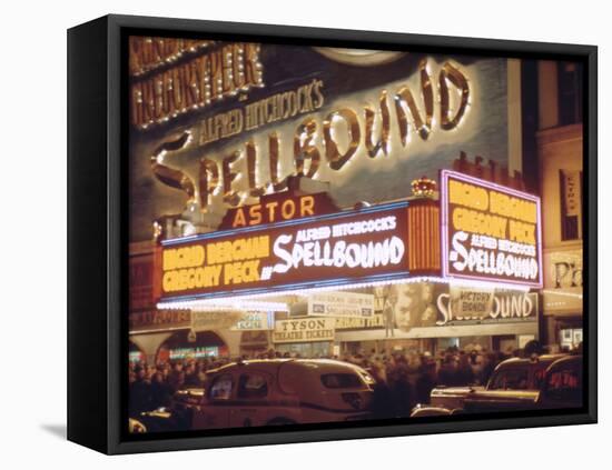 1945: the Astor Theater Marquee Advertising Alfred Hitchcock's Movie 'Spellbound', New York, Ny-Andreas Feininger-Framed Premier Image Canvas