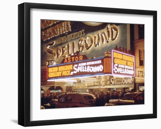 1945: the Astor Theater Marquee Advertising Alfred Hitchcock's Movie 'Spellbound', New York, Ny-Andreas Feininger-Framed Photographic Print