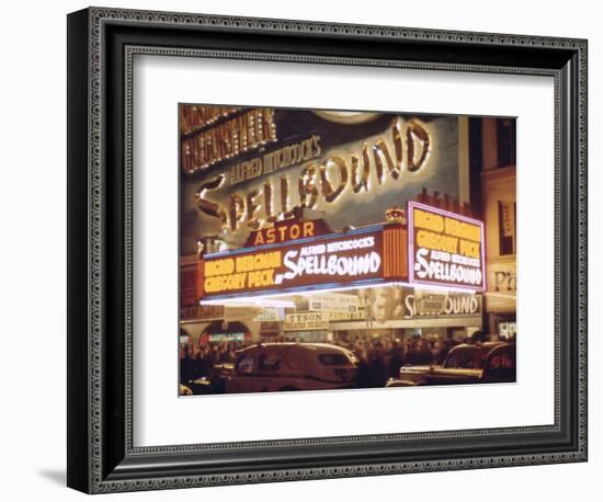 1945: the Astor Theater Marquee Advertising Alfred Hitchcock's Movie 'Spellbound', New York, Ny-Andreas Feininger-Framed Photographic Print
