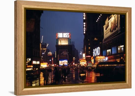 1945: Times Square at Night after Rain, New York, NY-Andreas Feininger-Framed Premier Image Canvas