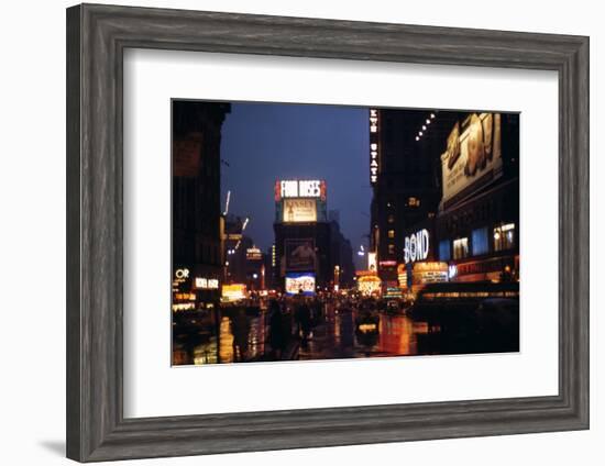 1945: Times Square at Night after Rain, New York, NY-Andreas Feininger-Framed Photographic Print