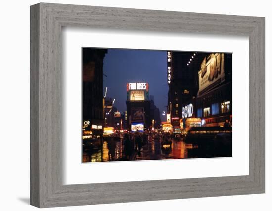 1945: Times Square at Night after Rain, New York, NY-Andreas Feininger-Framed Photographic Print