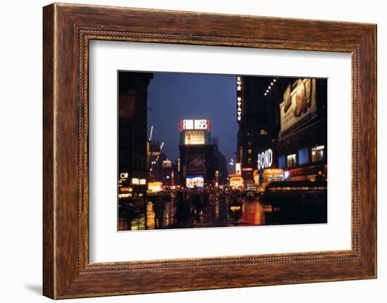 1945: Times Square at Night after Rain, New York, NY-Andreas Feininger-Framed Photographic Print