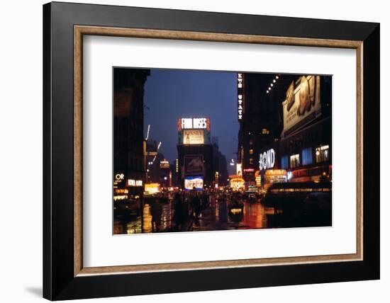 1945: Times Square at Night after Rain, New York, NY-Andreas Feininger-Framed Photographic Print