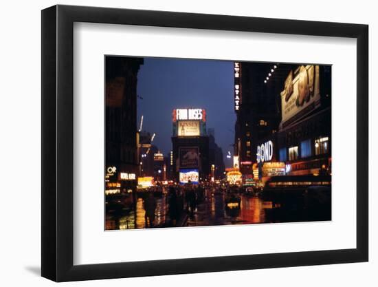 1945: Times Square at Night after Rain, New York, NY-Andreas Feininger-Framed Photographic Print