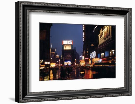 1945: Times Square at Night after Rain, New York, NY-Andreas Feininger-Framed Photographic Print