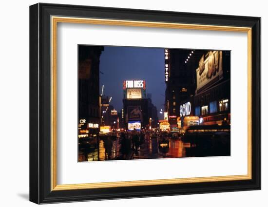 1945: Times Square at Night after Rain, New York, NY-Andreas Feininger-Framed Photographic Print