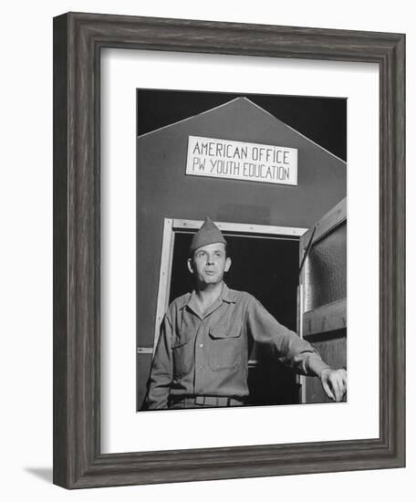 1945: Us Army Pfc Francis Tourtillot at Continental Central Pow Enclosure 15, Attichy, France-Ralph Morse-Framed Photographic Print