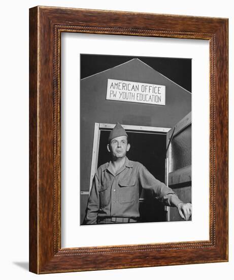 1945: Us Army Pfc Francis Tourtillot at Continental Central Pow Enclosure 15, Attichy, France-Ralph Morse-Framed Photographic Print