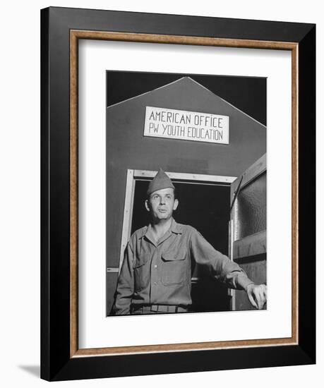 1945: Us Army Pfc Francis Tourtillot at Continental Central Pow Enclosure 15, Attichy, France-Ralph Morse-Framed Photographic Print