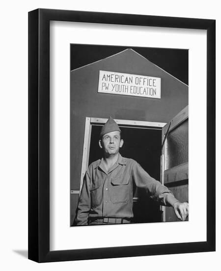 1945: Us Army Pfc Francis Tourtillot at Continental Central Pow Enclosure 15, Attichy, France-Ralph Morse-Framed Photographic Print