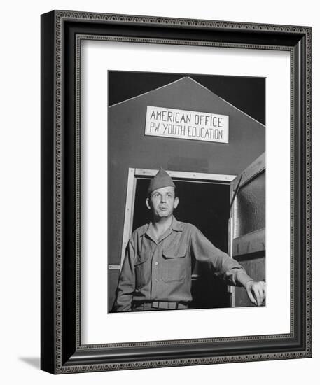 1945: Us Army Pfc Francis Tourtillot at Continental Central Pow Enclosure 15, Attichy, France-Ralph Morse-Framed Photographic Print