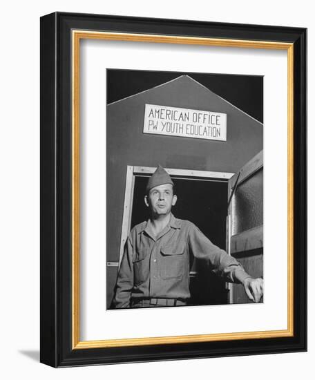 1945: Us Army Pfc Francis Tourtillot at Continental Central Pow Enclosure 15, Attichy, France-Ralph Morse-Framed Photographic Print