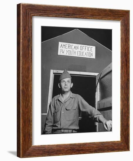 1945: Us Army Pfc Francis Tourtillot at Continental Central Pow Enclosure 15, Attichy, France-Ralph Morse-Framed Photographic Print