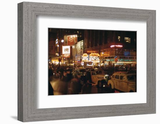 1945: Vaudeville Loew's State Theatre at 1540 Broadway at Night, New York, Ny-Andreas Feininger-Framed Photographic Print