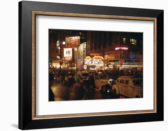 1945: Vaudeville Loew's State Theatre at 1540 Broadway at Night, New York, Ny-Andreas Feininger-Framed Photographic Print